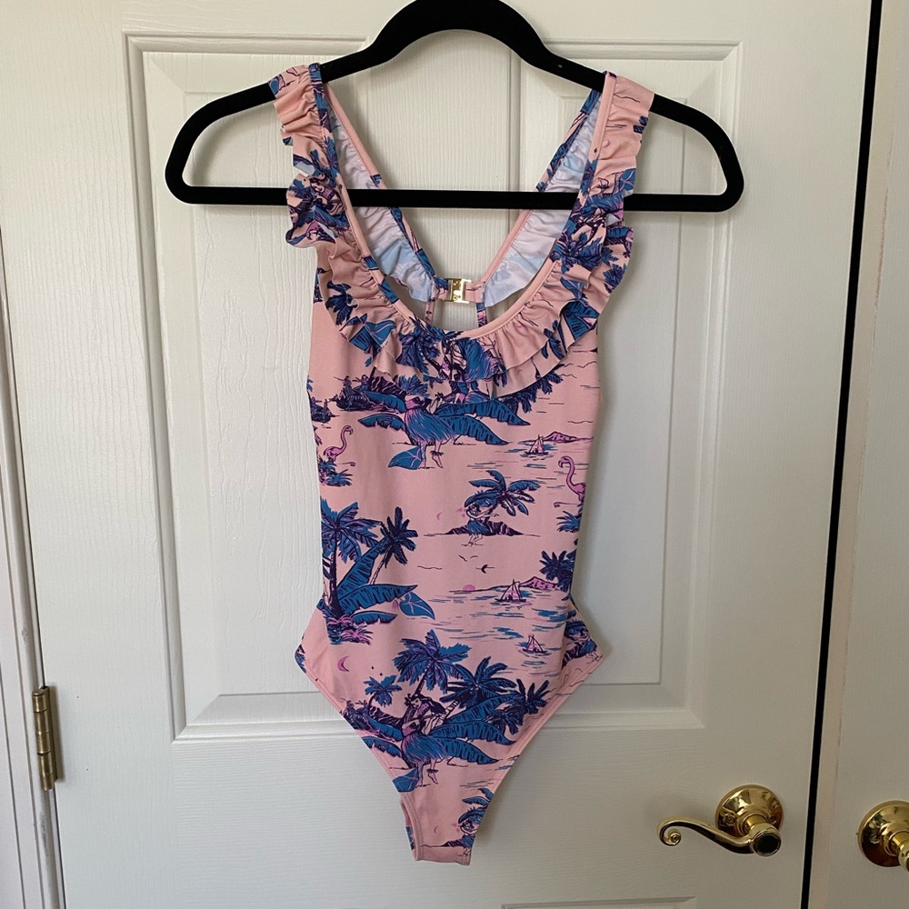 H&M Printed Frill One-Piece Swimsuit